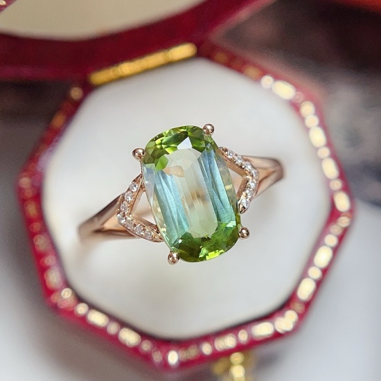 14k Gold 2.20 Ct Natural Tourmaline & Diamond Ring
