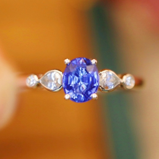 14k Gold 1.22 Ctw Natural Sapphire & Diamond Ring