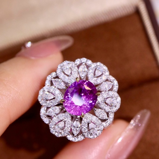 14k Gold 3.75 Ctw Natural Sapphire & Diamond Ring