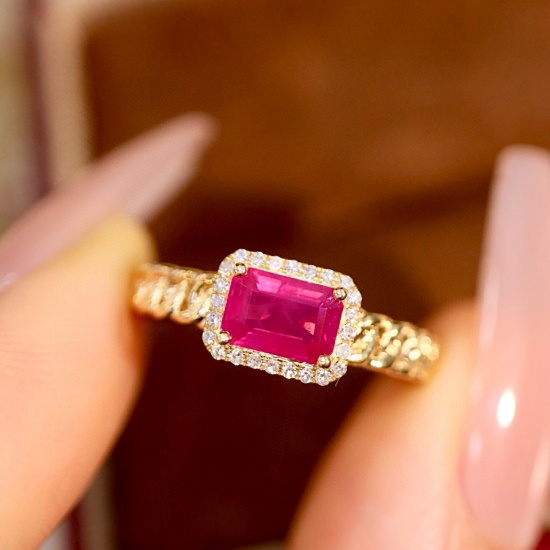 14k Gold 0.71 Ctw Natural Ruby & Diamond Ring