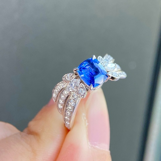 14k Gold 1.79 Ctw Natural Sapphire & Diamond Ring