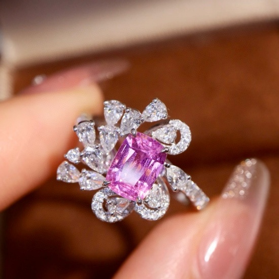 14k Gold 2.30 Ctw Natural Padparadscha Sapphire & Diamond Ring