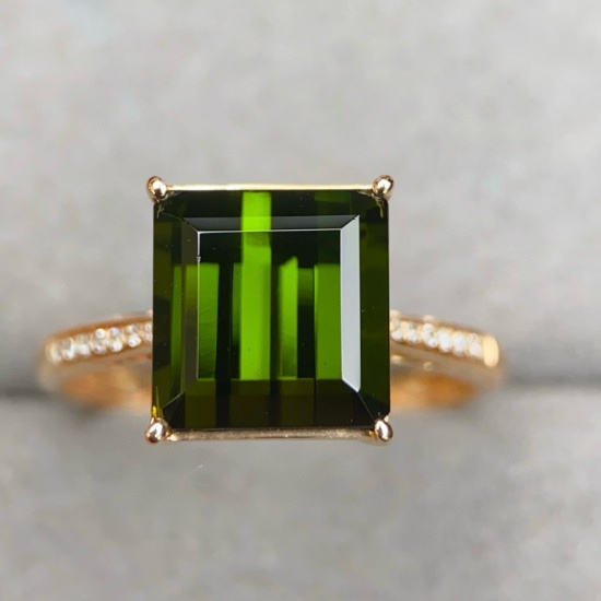 14k Gold 3.99 Ctw Natural Tourmaline & Diamond Ring