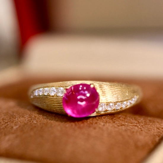 14k Gold 1.06 Ctw Natural Ruby & Diamond Ring