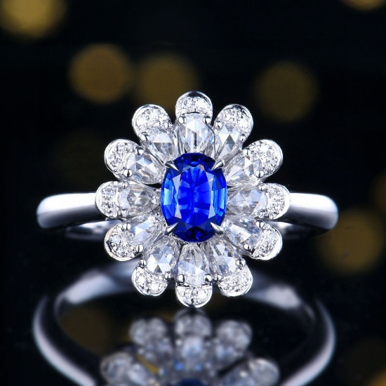14k Gold 1.08 Ctw Natural Sapphire & Diamond Ring
