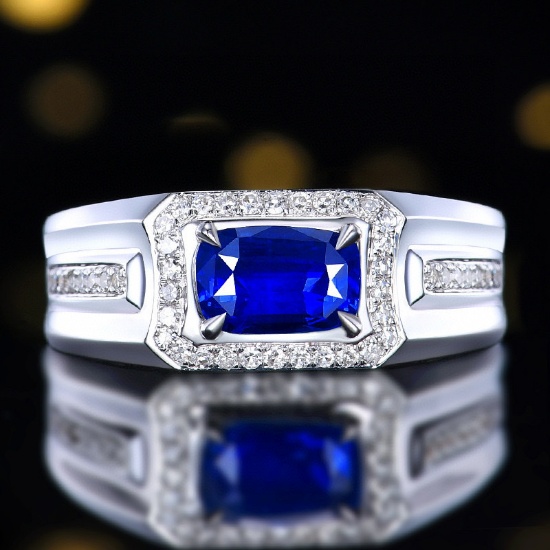 14k Gold 1.76 Ctw Natural Sapphire & Diamond Ring