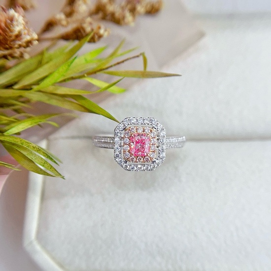 14k Gold 0.68 Ctw Natural Pink Diamond & Diamond Ring