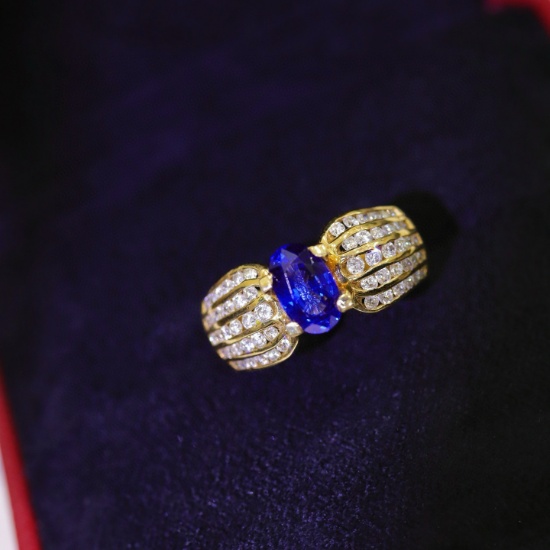 14k Gold 2.12 Ctw Natural Sapphire & Diamond Ring