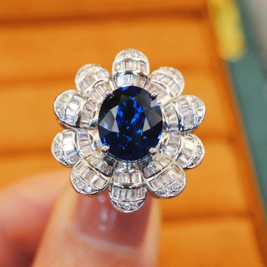 14k Gold 4.75 Ctw Natural Sapphire & Diamond Ring/pendant( Without Chain )