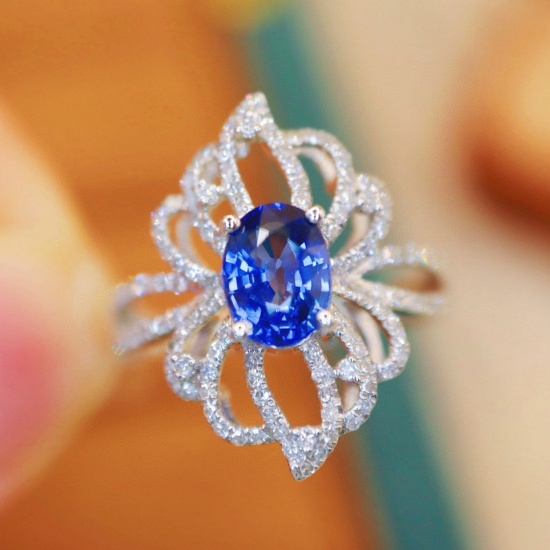 14k Gold 1.64 Ctw Natural Sapphire & Diamond Ring