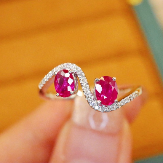 14k Gold 0.71 Ctw Natural Ruby & Diamond Ring