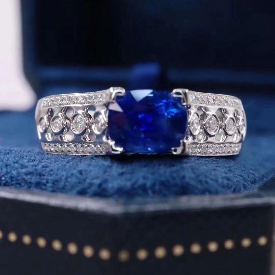 14k Gold 2.44 Ctw Natural Sapphire & Diamond Ring