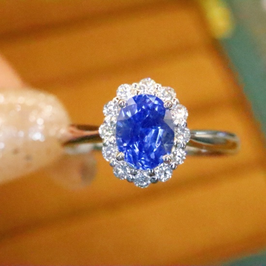 14k Gold 1.26 Ctw Natural Sapphire & Diamond Ring