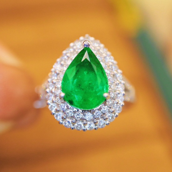 14k Gold 3.08 Ctw Vivid Green Natural Emerald & Diamond Ring/pendant( Without Chain )