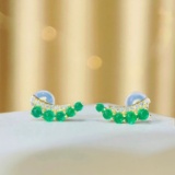 14k Gold 0.65 Ctw Natural Emerald & Diamond Earrings