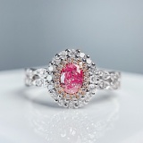 14k Gold 0.68 Ctw Natural Pink Diamond & Diamond Ring