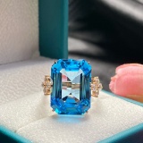14k Gold 19.65 Ct Natural Topaz & Moissanite Ring