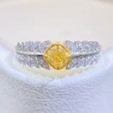 14k Gold 0.39 Ctw Natural Yellow Diamond & Diamond Ring