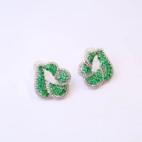 14k Gold 2.86 Ctw Natural Emerald & Diamond Earrings