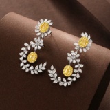 14k Gold 4.23 Ctw Natural Yellow Diamond & Diamond Earrings