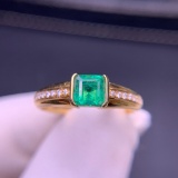 14k Gold 0.77 Ct Natural Emerald & Diamond Ring
