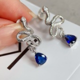 14k Gold 1.25 Ctw Natural Sapphire & Diamond Earrings