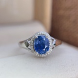14k Gold 1.25 Ct Natural Sapphire & Diamond Ring
