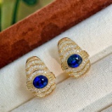 14k Gold 2.30 Ctw Natural Sapphire & Diamond Earrings