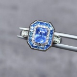 14k Gold 2.29 Ctw Natural Sapphire & Sapphire Ring