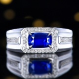 14k Gold 1.76 Ctw Natural Sapphire & Diamond Ring