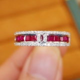 14k Gold 0.96 Ctw Natural Ruby & Diamond Ring