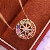 14k Gold 2.35 Ctw Natural Sapphire & Diamond Necklace