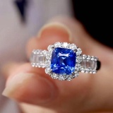 14k Gold 1.72 Ctw Natural Sapphire & Diamond Ring