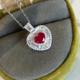 14k Gold 1.62 Ctw Natural Ruby & Diamond Pendant( Without Chain )