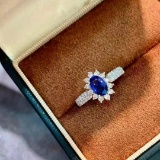 14k Gold 1.37 Ctw Natural Sapphire & Diamond Ring