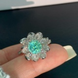 14k Gold 2.52 Ctw Natural Beryl & Diamond Ring