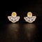 14k Gold 0.84 Ctw Natural Yellow Diamond & Diamond Earrings
