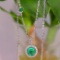 14k Gold 1.05 Ctw Natural Emerald & Diamond Necklace