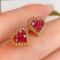 14k Gold 1.86 Ct Natural Ruby Earrings