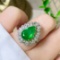 14k Gold 3.68 Ct Vivid Green Natural Emerald & Diamond Ring/pendant( Without Chain )