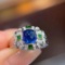 14k Gold 3.66 Ctw Natural Sapphire & Diamond Ring