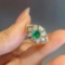 14k Gold 1.25 Ctw Natural Emerald & Diamond Ring