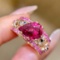 14k Gold 3.9 Ctw Natural Tourmaline & Sapphire Ring