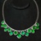 14k Gold 20.45 Ct Vivid Green Natural Emerald & Diamond Necklace