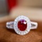 14k Gold 1.05 Ctw Vivid Red Natural Ruby & Diamond Ring