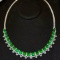 14k Gold 26.64 Ctw Vivid Green Natural Emerald & Diamond Necklace