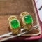 14k Gold 2.07 Ctw Vivid Green Natural Emerald & Diamond Earrings