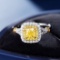 14k Gold 1.35 Ctw Natural Yellow Diamond & Diamond Ring