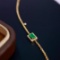 14k Gold 0.39 Ctw Vivid Green Natural Emerald & Diamond Bracelet