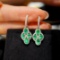 14k Gold 1.35 Ct Natural Emerald & Diamond Earrings